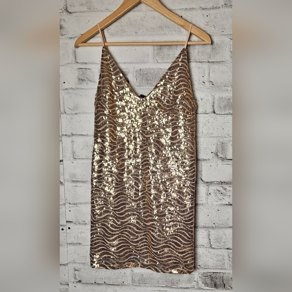 Revamped Gold Sequin Camisole Dress Top